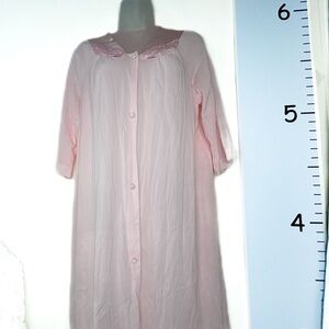 Vassarette Tricot Nylon Light Pink‎ Button Down Front Robe Large